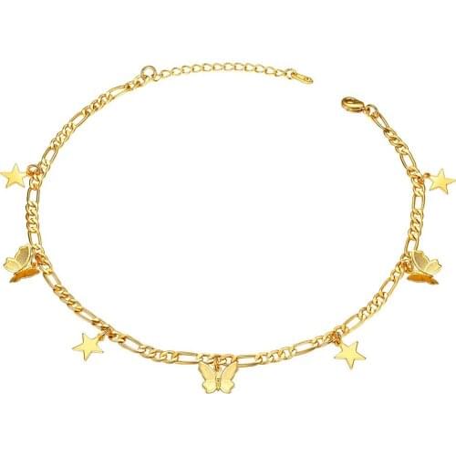 U7 Elegant Butterfly Star Moon gold Charms Chokers Necklaces for Women Trendy Party Girl Jewelry Gift 45cm+5cm Adjustable N1067