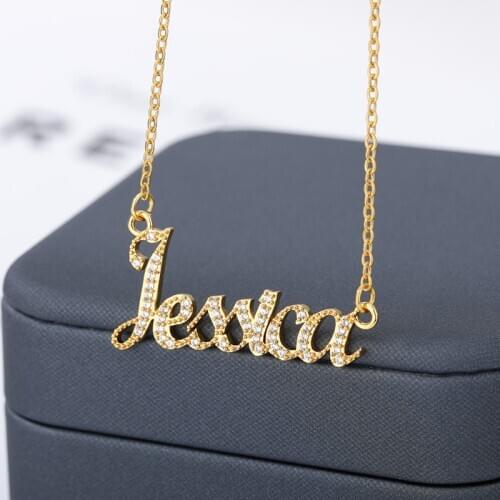 Personalized Custom Iced Out Zircon Name Necklace Choker Stainless Steel Chain Pendants Jewelry Handmade Nameplate Couple Gift