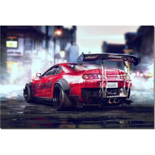 Racing Artwork Toyota Supra Sports Car Poster Wall Art Pictures Painting Wall Art for Living Room Home Decor (No Frame)