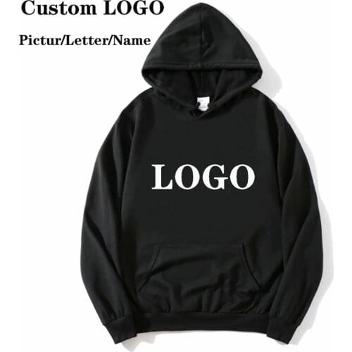 DropShipping Custom Logo Hoodies Women Men DIY Logo Text Photo Pullover Sweatshirt With Pocket Hop Hip Party Streetwear