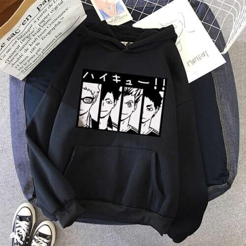 Oya Oya Oya Haikyuu Hoodies Kuroo Bokuto Anime Manga Shoyo Volleyball Cartoon Graphic Sweatshirt Long sleeve Women SUNOWE