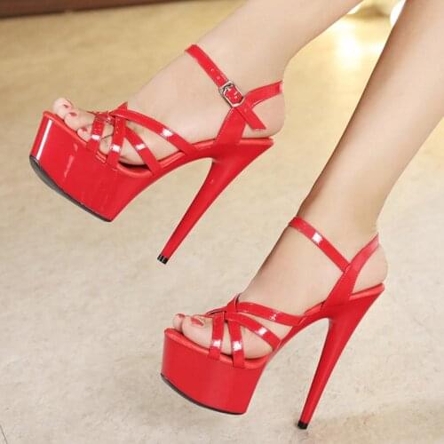Steel Pipe Dance Shoes Women fine with high-heels 15cm Female Sexy Platforms Sandals Shoes Show Lady superb high-heeled Sandals