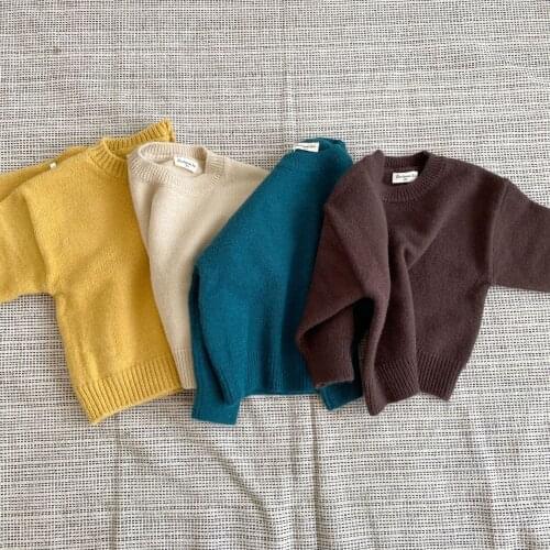 Baby Girl Knitted Sweater Childrens Coat Clothing for Boys Pullovers O-Neck Solid Spring Autumn Winter Clothes Sweaters Tops