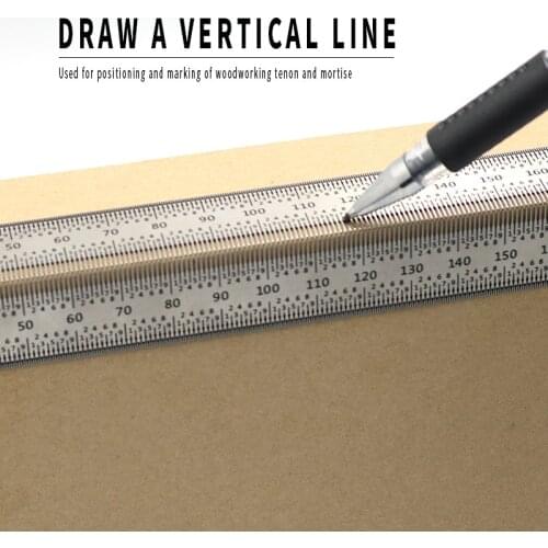 High-Precision Scale Ruler T-Type Hole Rules Stainless Woodworking Scribing Mark Line Gauge Carpenter Measuring Tool