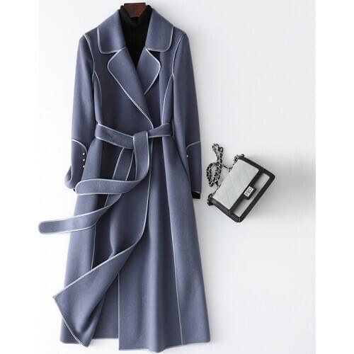 100% genuine wool female jacket long slim womens coats autumn winter 2021 Double-sided woolen cloth chaqueta mujer zjt1686