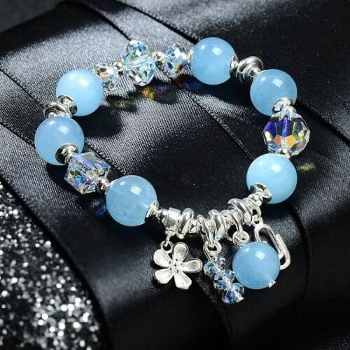 Ark 925 sterling silver sea blue crystal bracelet female bracelet hand string han edition contracted personality