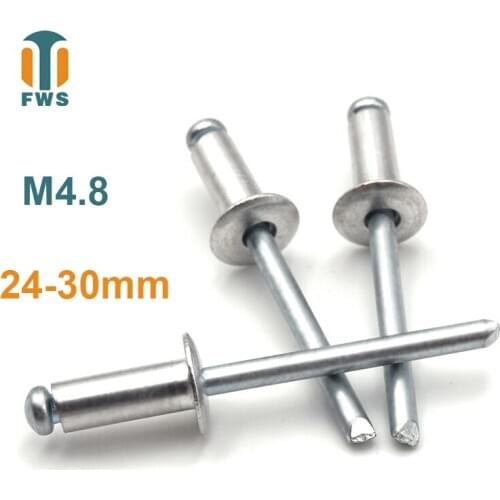 10 PCS M4.8 24-30mm DIN EN ISO 15977 GB /T 12618.1 Aluminum Open End Blind Rivets Pop Rivets With Protruding Head For Furniture
