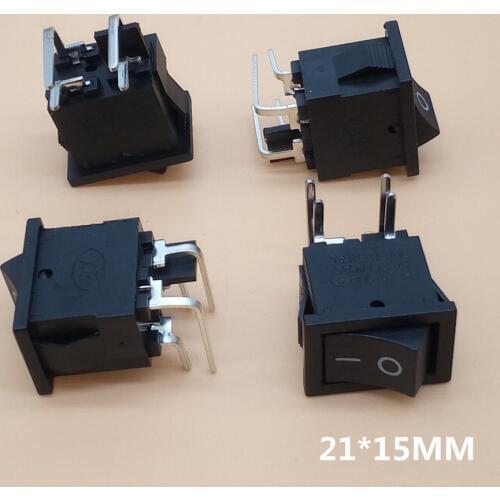 10PCS KCD1-104 Ship Type Switch 15*21mm 4Pin 90 Degree Curved Needle ON-OFF Boat Rocker Switch 6A/250V 10A/125V Power Switch