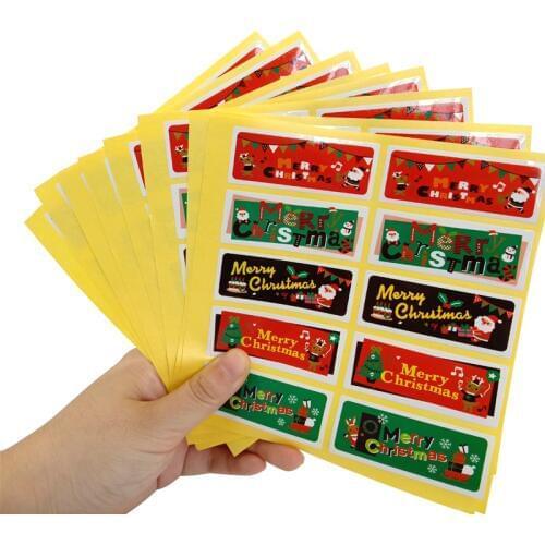 1000pcs/lot Lovely Santa elk Merry Christmas series Flag design DIY Multifunction Long Seal Sticker Gift Sticker Gift Label