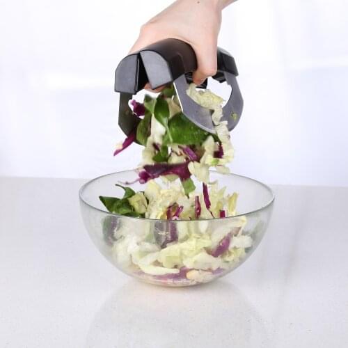 2 in 1 Mezzaluna Salad Chopper Pizza Cutter Double Blade Pop-open Handle to Release the Clogged Veggies Easily Fast Chopping
