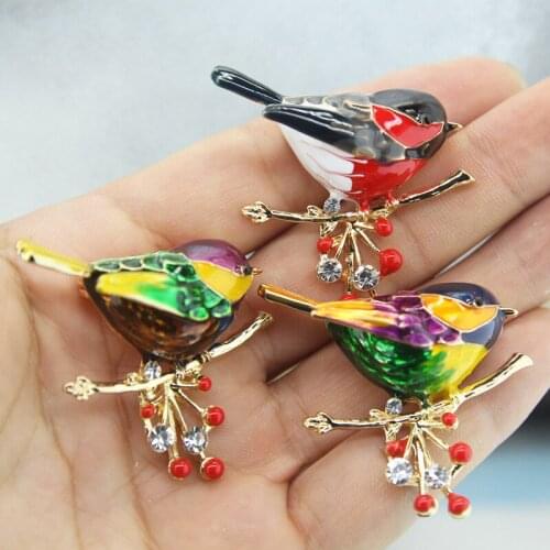 2021 Multicolor Bird Brooch Pins Quality Enamel Ainmal Brooches New Year Designer Jewelry Gift Pyrrhula pyrrhula