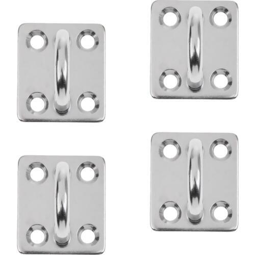 4pcs Heavy Duty 304 Stainless Steel Pad Eye Plates 5mm 6mm 8mm Square Base Staple Mooring Fitting for Marine Boat Sailboat 5mm