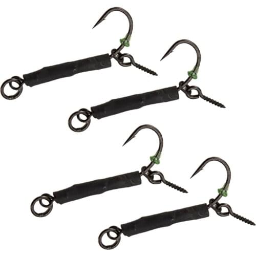 4x Ready Tied Ronnie Rigs Set Carp Up Coarse Fishing Barbed Hooks Tackle