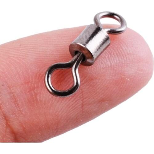 50/100PCS 11 Size Rolling Swivel Solid Ring Fishing Connector Fishing Hooks Lures Connector Fishing Barrel Bearing