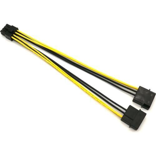 Angitu Computer Motherboard CPU 8Pin Dual IDE Molex 4Pin Power Adapter Cable-20cm