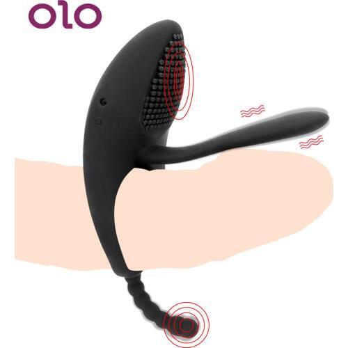 OLO Vibrating Penis Ring Anal Vagina Stimulation Male Cock Ring 7 Speed G-spot Vibrator Sex Toys for Men Couples Flirt