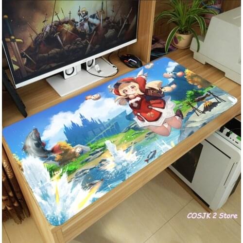 Cute Anime Game Genshin Impact Klee Large Mouse Pad Gaming Computer PC Desk Keyboard Mat Anti-Slip Playmat Mousepad Cosplay Gift