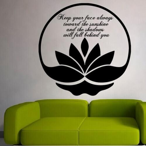 Keep Your Face Always Toward The Sunshine Wall Sticker Quotes Vinyl Art Home Decor Living Room Lotus Wall Decals