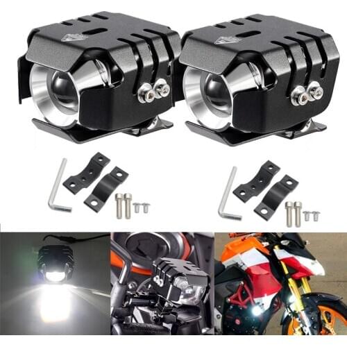 2PCS White motorcycle headlights auxiliary lamp led motorbike spotlight accessories 12V moto spot head lights