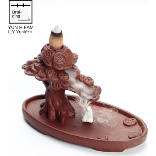 Purple Sand Backflow Incense Burner Sandalwood Black Agilawood "Incense Burner Tea Ceremony Kodo Domestic Incense Stick Holder