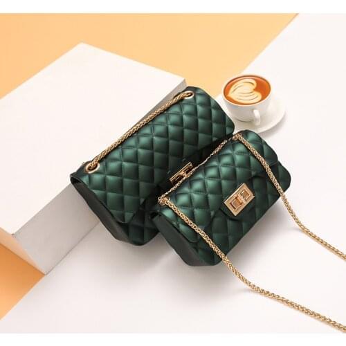 Summer Designer Brand Rainbow Handbag 2020 New Shoulder Slung Version Small Fragrance V-line Chain Color Jelly Crossbody GDB009