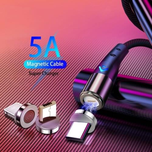 5A Micro USB Type C Magnetic Cable LED Fast Charging Charger Data Cord Universal Phone Charge Wire For iPhone 12 Pro Max Xiaomi