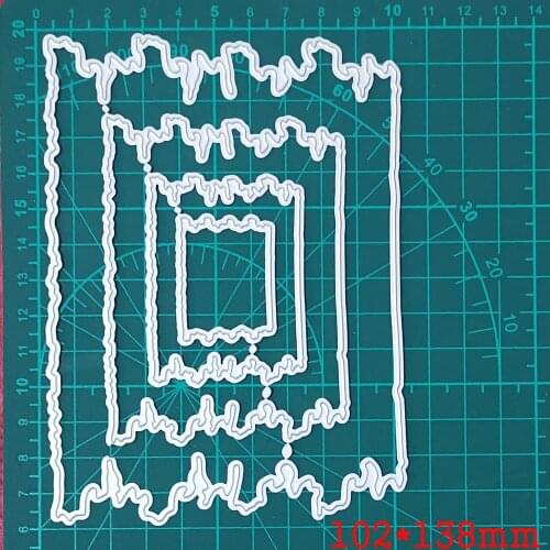 Metal Cutting Dies Etched Wave Frame Knife Blade Die Mold Stencils for Craft Scrapbook Greeting Card Making Decorative Die
