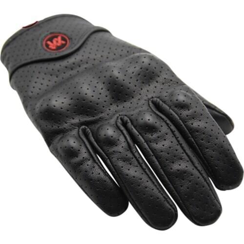 Motorcycle Gloves Leather Sports Protective Gloves Touch Screen Full Finger Sheepskin Antiskid Breathable Wear Resistant Black