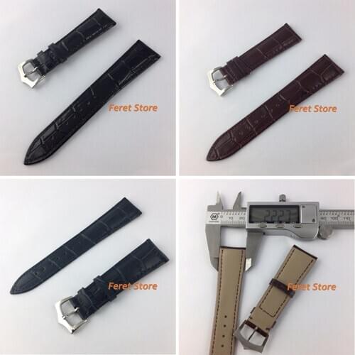 22mm Top luxury watch strap stainless steel black blue coffee Leather strap stainless steel buckle mens watch p363