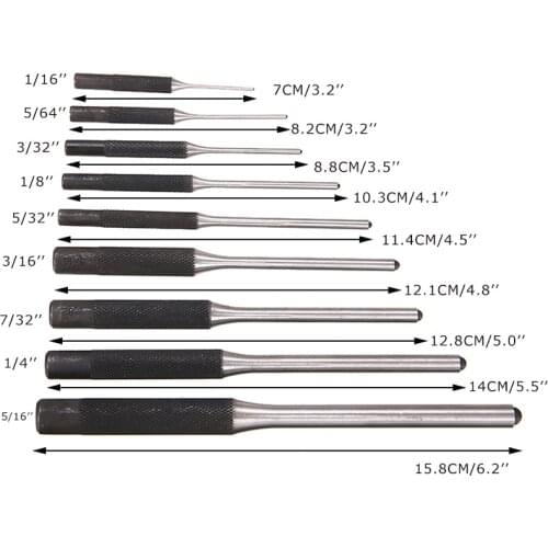 9pcs Professional Roll Pin Punch Kit Heavy Duty Steel Roll Pin Punch Tools Set For Pistol Building And Removing Tactical Tools