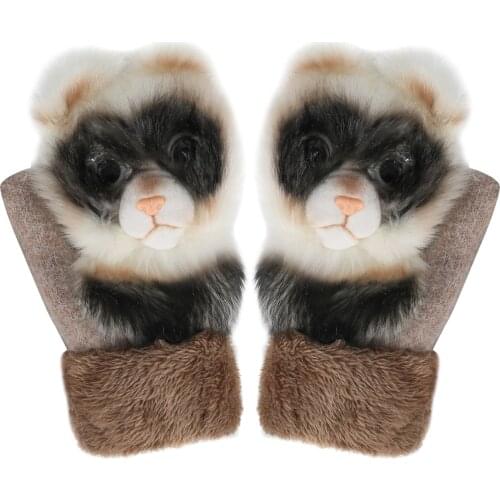 2020 New Animal Pattern Gloves Autumn And Winter Warmth Plush Knitted Gloves For Women SUB Sale