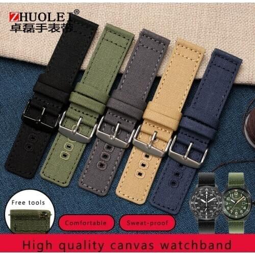 New design canvas watchband adapted to photodynamic energy/Seiko No.5/universal nylon belt 20 22mm watchband for men and women