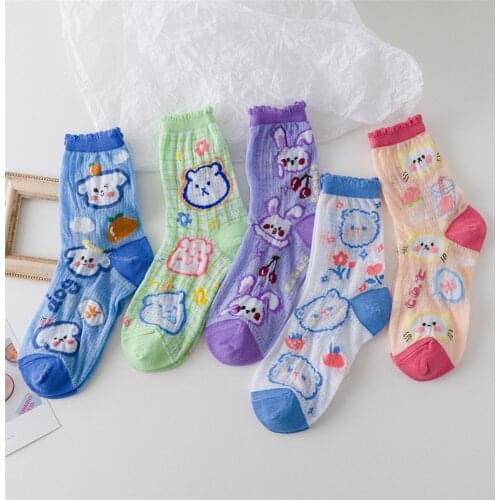 Latest Breathable Women Green Spring Summer Lovely Harajuku Bubble Cute Funny Dress Cool Socks Female Casual Cotton Hipster Sox