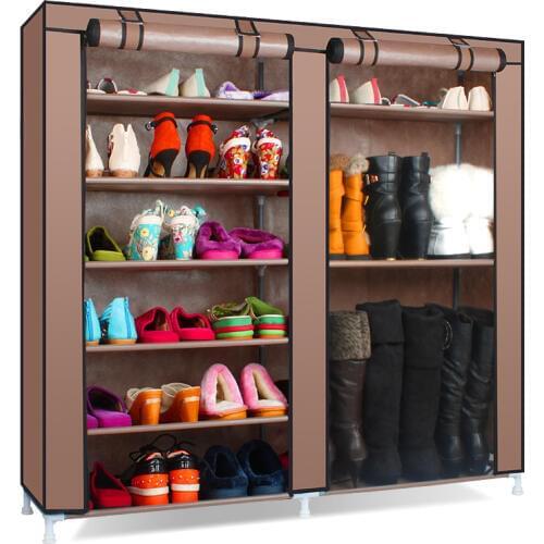 Solid Color Double Rows High Quality Shoes Cabinet Shoes Rack Large Capacity Shoes Storage Organizer Shelves DIY Home Furniture
