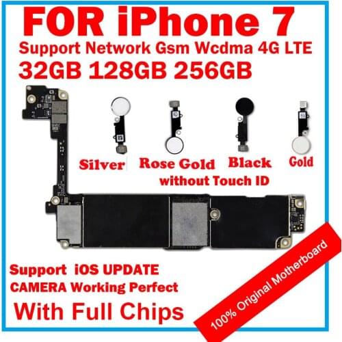 32GB 128GB 256GB Original Motherboard For iPhone 7 4.7 inch With Fingerprint With Touch ID Unlock Logic Board Good Working