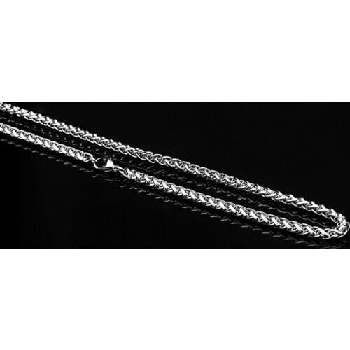 5mm 316L Stainless Steel Guilloche Chain Necklaces, Titanium Rhodium Plated Necklace