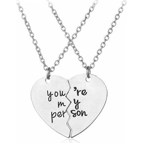 You Are My Person Broken Puzzle Heart Matching Pendant Necklace Jewelry Valentines Day Best Friend Gift Friendship Necklaces