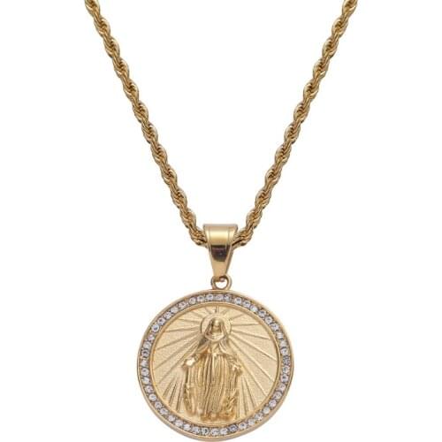 Stainless Steel Crystal Jewelry hip hop Pendant Necklace for men SN262