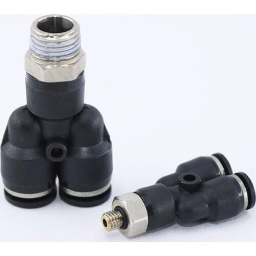 Black PX series Pneumatic 4/6/8/10 mm Pneumatic Fitting Y Shaped Tee Air Coupler Connector Threaded tee