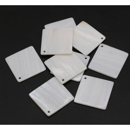 10pcs White Natural Shell Pendant Geometric Square Mother of Pearl Charms for Women DIY Handmade Earring Necklace Jewelry Making