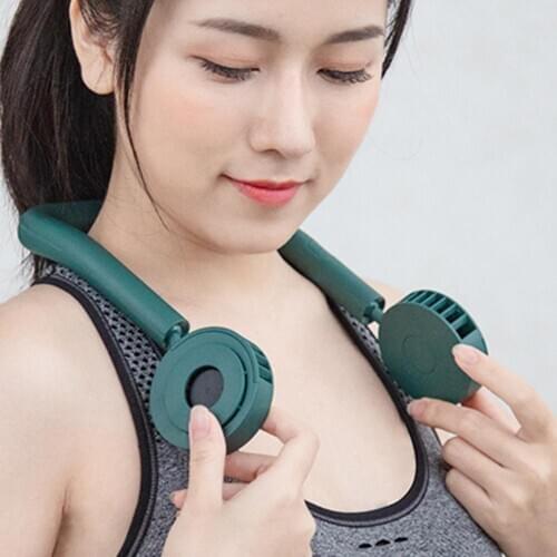 Portable USB Hand Free Neckband Hanging Cooling Fan Running Hiking Summer Cooler Fan Neckband With Rechargeable Battery