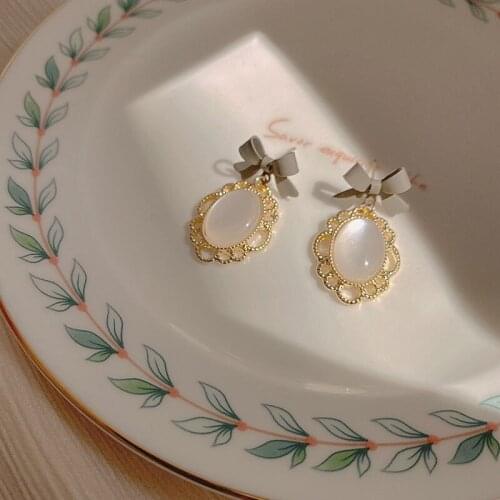 PERMIH Fashion Bow Earrings Female Retro Drop Earrings Shiny White Zircon Exquisite Earrings For Women Earrings 2021 Trend