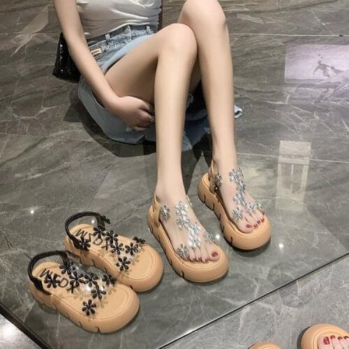 Roman Sandals 2021 Summer Platform Crystal Shoes Platform Internet Hot Rhinestones Stylish Womens Shoes