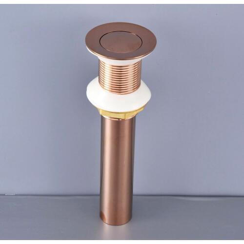 Luxury Rose Gold Brass Small Round Cap Pop Up Bathroom Sink Basin Waste / Drain Without Overflow Bathroom Accessory msd078