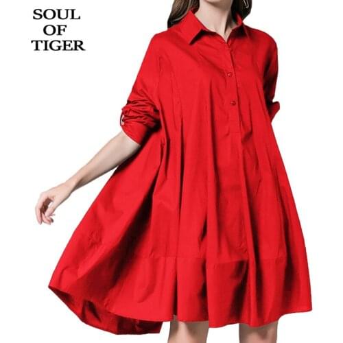 SOUL OF TIGER 2020 Spring Fashion Style Ladies Cotton Dresses Womens Loose Casual Dress Female Elegant Party Vestidos Plus Size