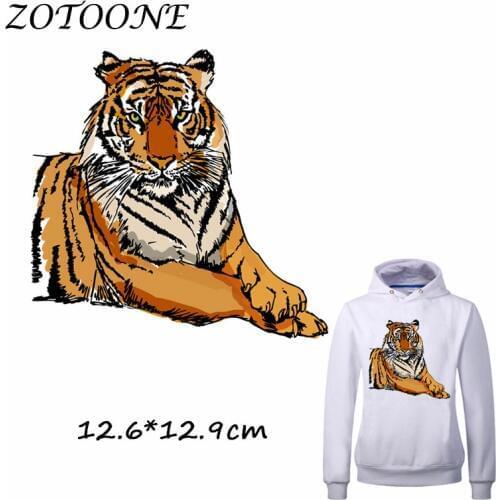 ZOTOONE Heat Transfer Clothes Stickers Tiger Patches for T Shirt Jeans Iron-on Transfers DIY Decoration Applique Clothes Parches