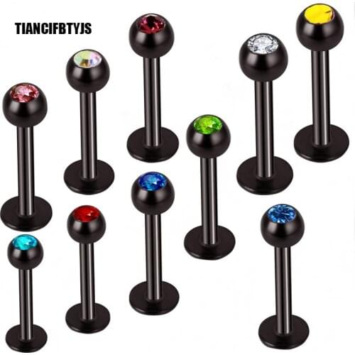 TIANCI FBYJS 100pcs Steel Labret Lip Rings 16 gauge 3mm Crystal Ball Lobe Tragus Helix Earrings Piercing Kit Studs Body Jewelry