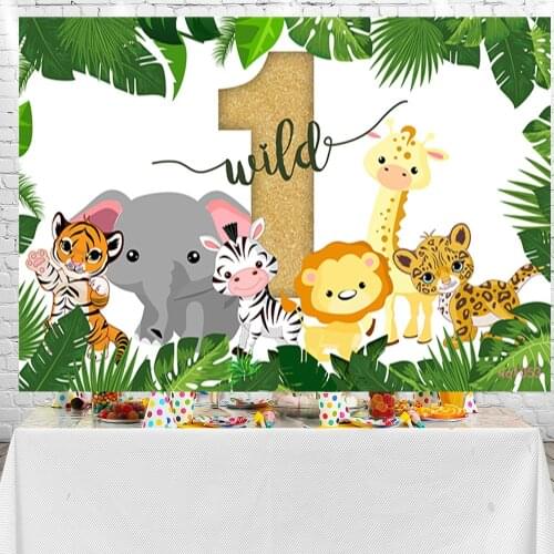Sensfun Happy Birthday Jungle Theme Photo Party Background Vinyl Booth Props Photocall Background Photo Studio Banner
