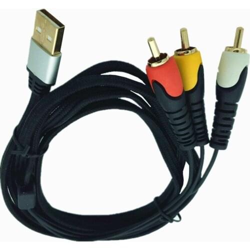 1.5m USB A Male to 3 RCA Phono AV Cable Lead PC TV Aux Audio Video adapter