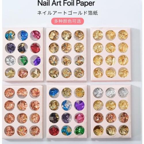 1Set Gold Silver Irregular Nail Art Foil Paper Nail Art Sticker 3D Glitter DIY Manicure UV Gel Polish Nail Decoration Tools